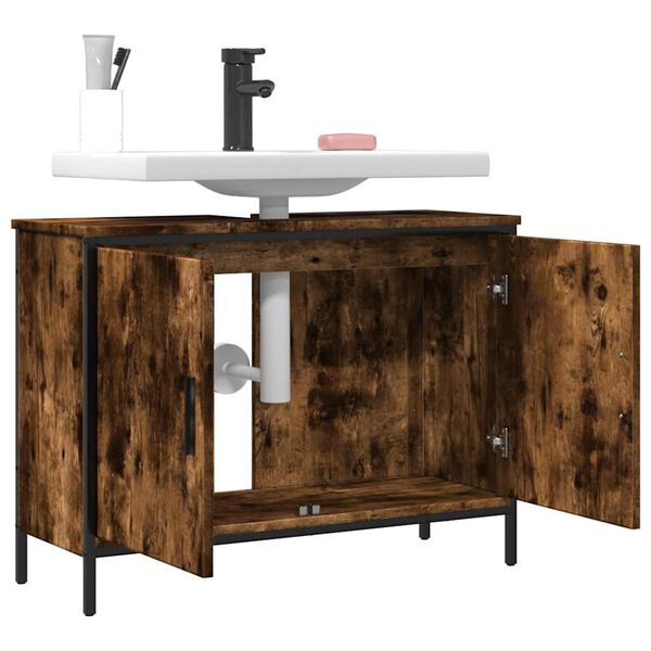 vidaXL Ormarić za umivaonik boja dimljenog hrasta 80x30x60 cm drveni