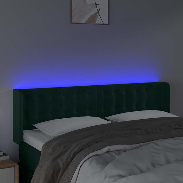 vidaXL LED uzglavlje tamnozeleno 147x16x78/88 cm bar&scaron;unasto