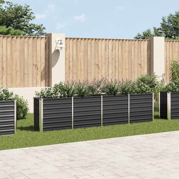 vidaXL Povišena vrtna gredica 320x40x77 cm pocinčani čelik antracit