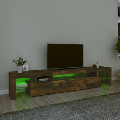 vidaXL TV ormarić s LED svjetlima boja dimljenog hrasta 215x36,5x40 cm