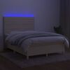 vidaXL Krevet box spring s madracem LED krem 140x200 cm od tkanine