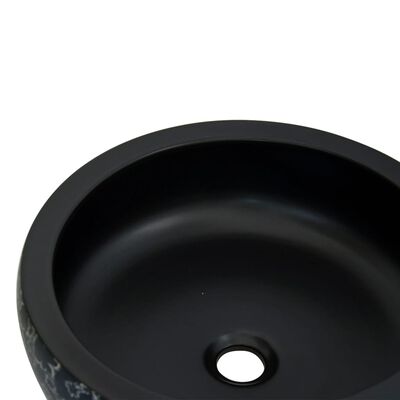 vidaXL Nadgradni umivaonik crno-plavi okrugli Φ 41 x 14 cm keramički
