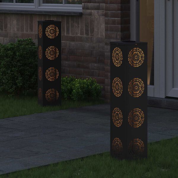vidaXL Solarna LED svjetlost za stazu 2 pcs Crna Hladno valjana čelika