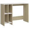 vidaXL Stol za prijenosno računalo bijeli/hrast 102,5x35x75 cm iverica