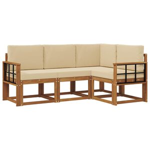 vidaXL Set vanjskih sofa s jastukom 4 pcs Prirodna i bež