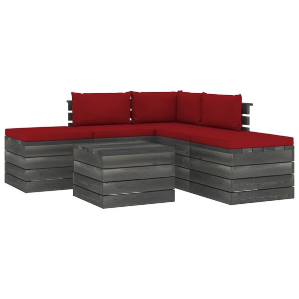 vidaXL 6-dijelna vrtna garnitura od paleta od borovine s jastucima