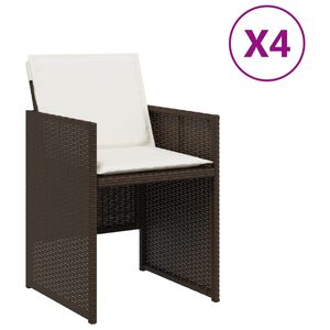 vidaXL Vrtne stolice s jastucima 4 kom smeđe poliratan