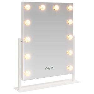 vidaXL LED Ogledalo za Toaletni Stolić Bijela 44 x 10 x 53 cm