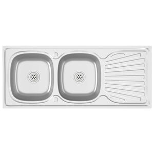 vidaXL Kuhinjski sudoper s dva korita srebrni 1200x500x155 mm čelični