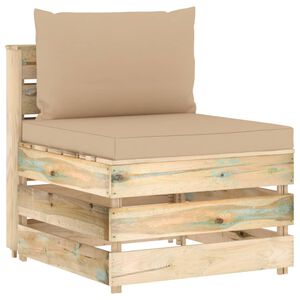 vidaXL Modularna srednja sofa s jastucima od zeleno impregniranog drva