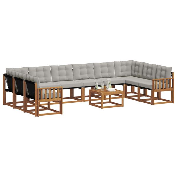 vidaXL Set vanjskih sofa s jastukom 11 pcs Prirodna i svijetlo siva
