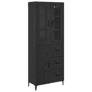 vidaXL Highboard Crni hrast 69,5 x 34 x 180 cm Konstruirano drvo