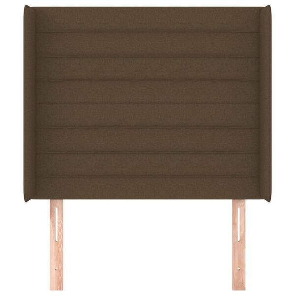 vidaXL Uzglavlje s u&scaron;ima tamnosmeđe 103x16x118/128 cm od tkanine