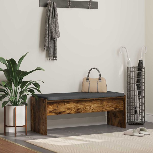vidaXL Klupa za hodnik s jastukom Dimljeni hrast 103 x 38 x 40 cm