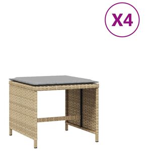 vidaXL Vrtni taburei s jastucima 4 kom 41x41x36 cm od poliratana