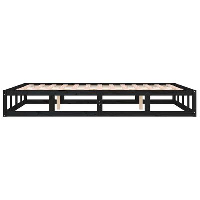 vidaXL Okvir za krevet od masivnog drva crni 135 x 190 cm 4FT6 bračni