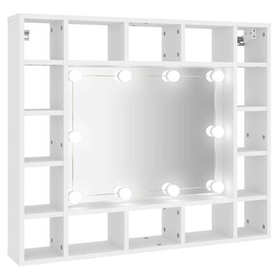vidaXL Ormarić s ogledalom i LED svjetlima bijeli 91 x 15 x 76,5 cm