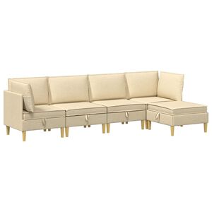 vidaXL Modularni set sofe sa skladi&scaron;tem 5 kom. Krem Tkanina