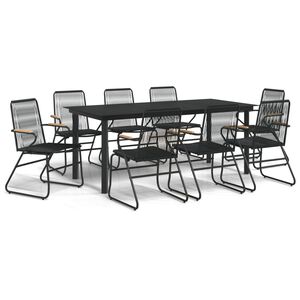 vidaXL 9-dijelni vrtni blagovaonski set od PVC ratana crni