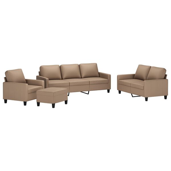 vidaXL 4-dijelni set sofa s jastucima boja cappuccina od umjetne kože