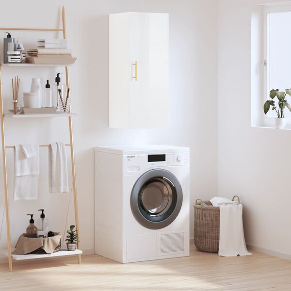 vidaXL Zidni ormarić visoki sjaj bijeli 34,5 x 34 x 90 cm