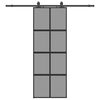 vidaXL Klizna vrata s priborom crna 76 x 205 cm kaljeno staklo