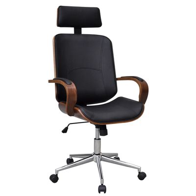 vidaXL Okretna uredska stolica od savijenog drva i umjetne kože
