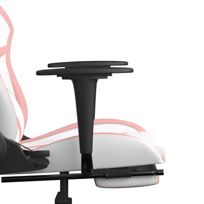 vidaXL Masažna igraća stolica s osloncem bijelo-ružičasta umjetna koža