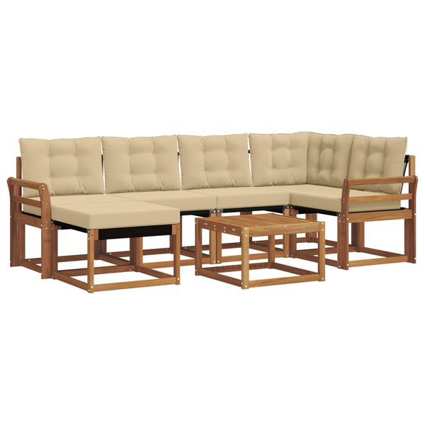 vidaXL Set vanjskih sofa s jastukom 7 pcs Prirodna i bež