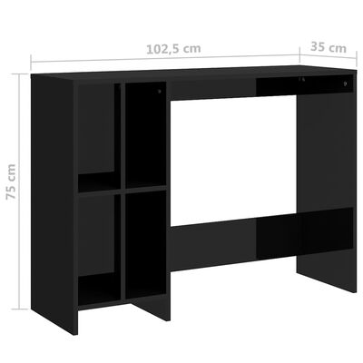 vidaXL Stol za prijenosno računalo sjajni crni 102,5x35x75 cm iverica