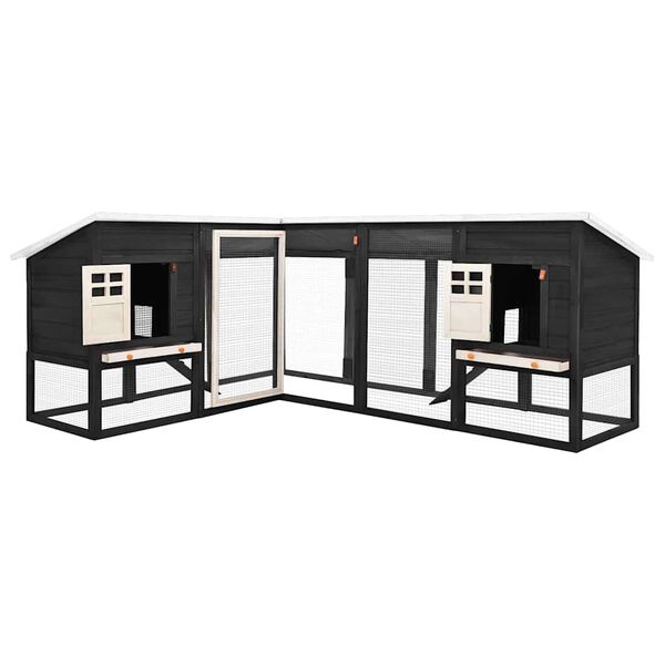 vidaXL Vanjska kućica za zečeve sivo-bijela od masivne jelovine