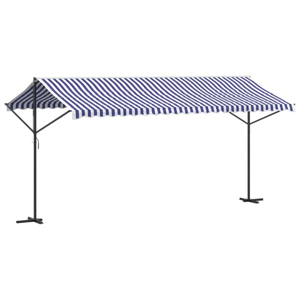 vidaXL Samostojeća tenda plavo-bijela 500 x 300 cm od tkanine i čelika