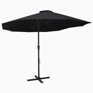 vidaXL Vanjski suncobran s aluminijskim stupom 460 x 270 cm crni