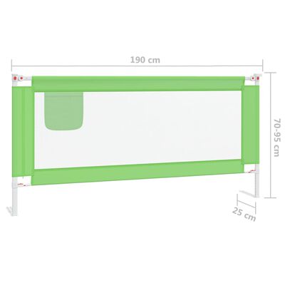 vidaXL Sigurnosna ograda za dječji krevet zelena 190 x 25 cm tkanina