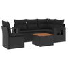 vidaXL 6-dijelni set vrtnih sofa s jastucima crni od poliratana