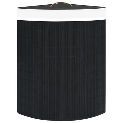 vidaXL Kutna košara za rublje od bambusa crna 60 L