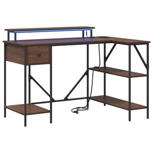 vidaXL Stol s policom Smeđi hrast 120 x 79 x 86,5 cm Konstruirano drvo