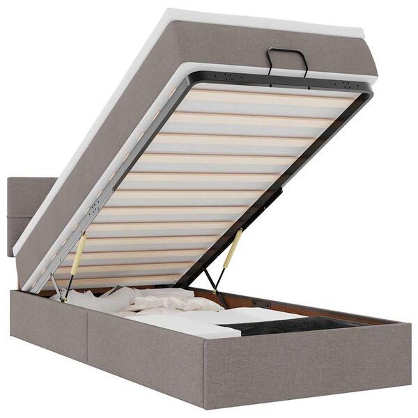 vidaXL Otomanski krevet s madracem smeđesivi 90x200 cm tkanine