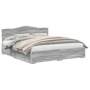 vidaXL Krevetna konstrukcija s uzglavljem Siva Sonoma 200 x 200 cm
