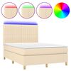 vidaXL Krevet box spring s madracem LED krem 140x190 cm od tkanine