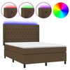 vidaXL Krevet box spring s madracem LED tamnosmeđi 140x200 cm tkanina