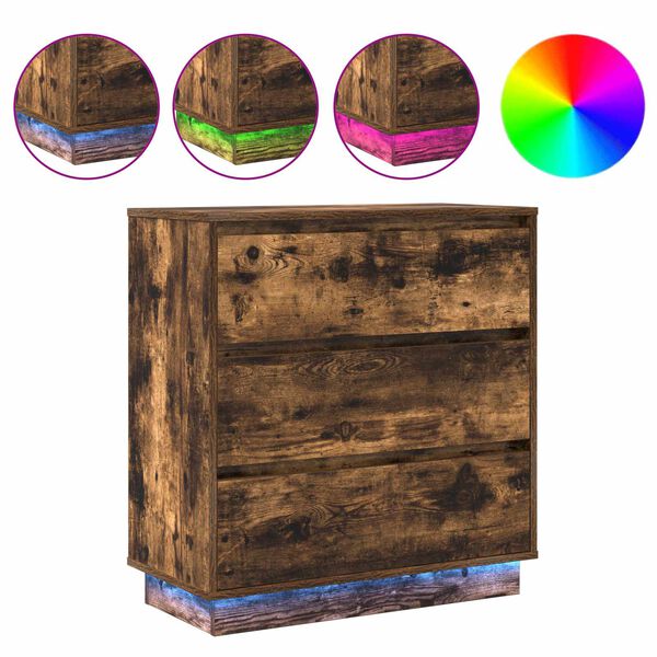 vidaXL Noćni ormar Dimljeni hrast 71 x 34,5 x 75 cm Konstruirano drvo