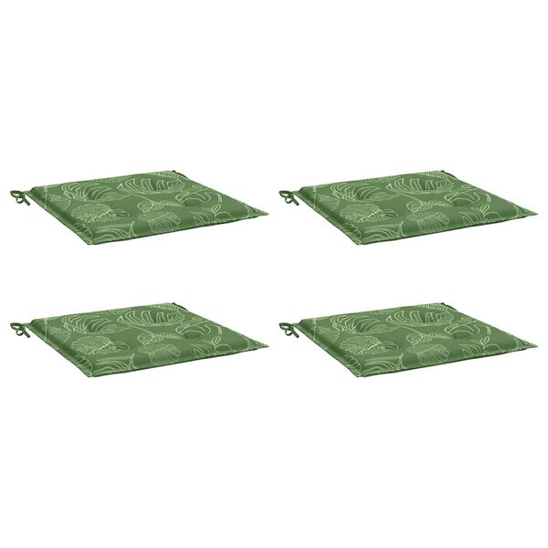 vidaXL Jastuci za stolice 4 kom s uzorkom lišća 40x40x4 cm od tkanine