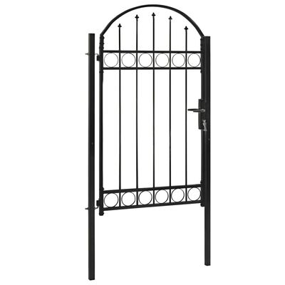 vidaXL Vrata za ogradu s lučnim vrhom čelična 100 x 175 cm crna