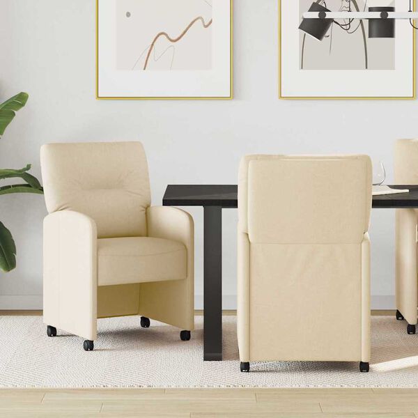 vidaXL Blagovačke stolice s kotačima 2 pcs Krema 57 x 67 x 95 cm