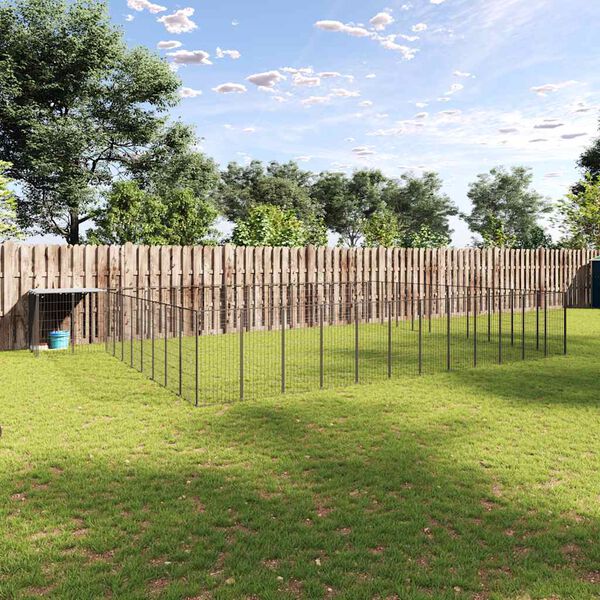 vidaXL Kavez za pse crni 37,51 m² čelični