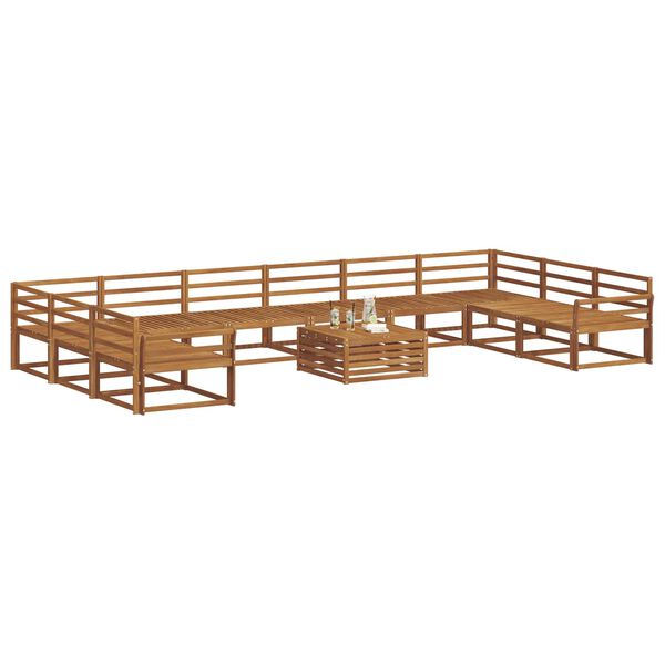 vidaXL Set vanjskih sofa 11 pcs Prirodna Čvrsto drvo akacije