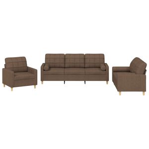 vidaXL 3-dijelni set sofa s jastucima smeđi od tkanine