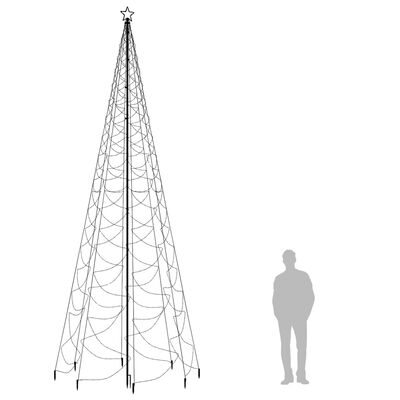 vidaXL Božićno drvce s metalnim stupom 1400 LED žarulja šarene 5 m