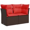 vidaXL Vrtna sofa s jastucima za 2 osobe, smeđa, poliratan